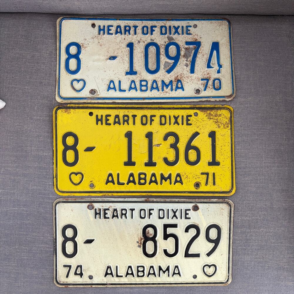 LOT 3 Vintage 1970s Alabama Heart of Dixie License Plates